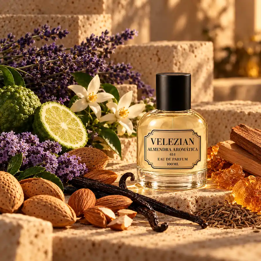 Frasco Almendra Aromática - 614 de Velezian con sus notas olfativas