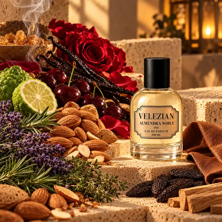 Frasco Almendra Noble - 601 de Velezian con sus notas olfativas