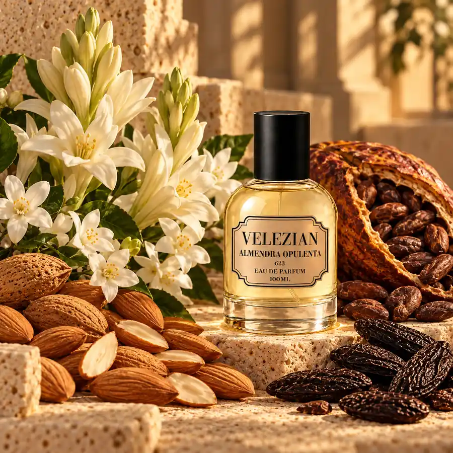 Frasco Almendra Opulenta - 623 de Velezian con sus notas olfativas