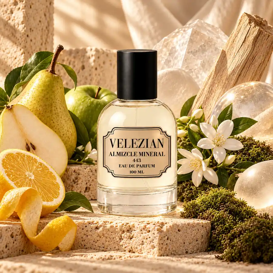 Almizcle Mineral 443 de Velezian con frutas, jazmín, musgo y facetas minerales almizcladas