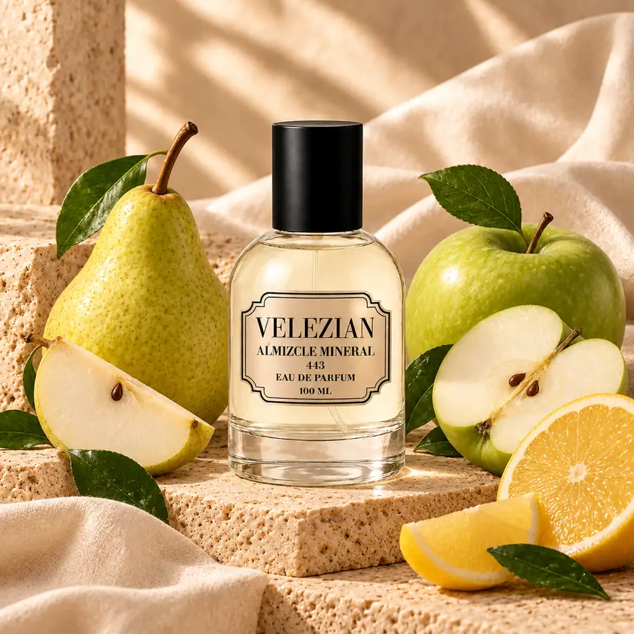 Notas de salida de Almizcle Mineral 443: pera, cítricos y manzana