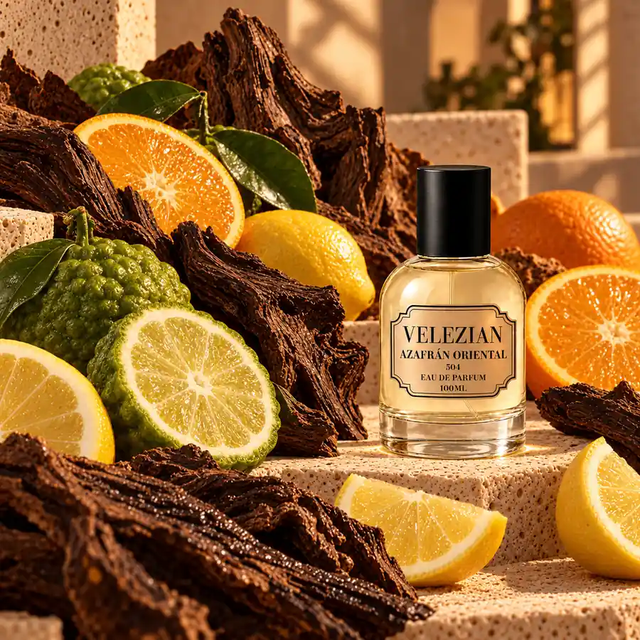 Notas de corazón de Azafrán Oriental - 504: Oud y cítricos