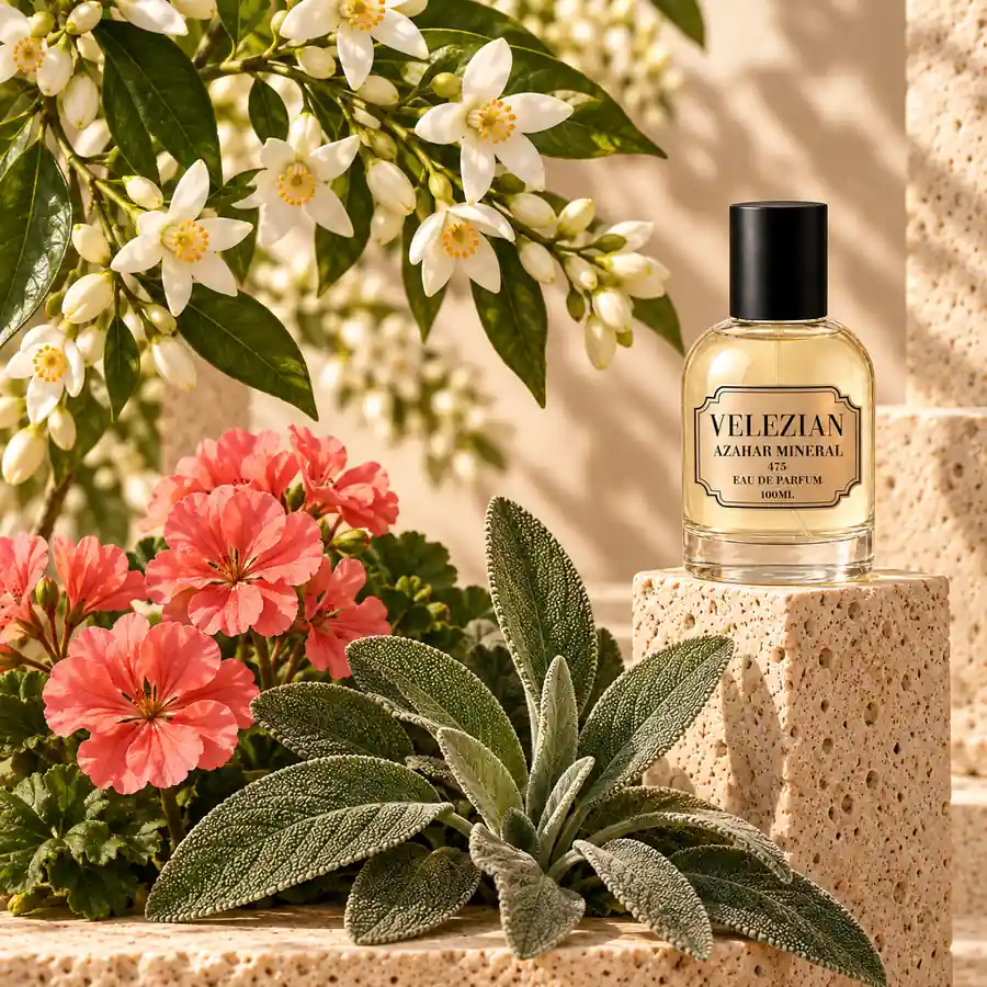 Notas de corazón de Azahar Mineral - 475: Flor de naranjo tunecino, geranio y salvia