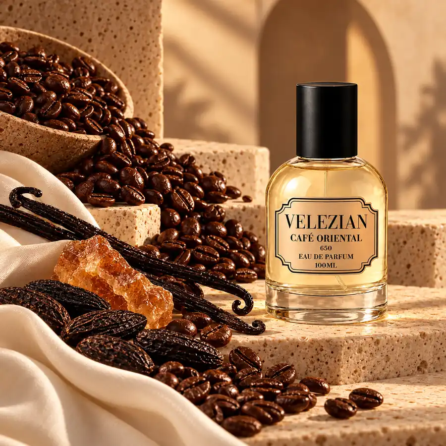 Notas de fondo de Café Oriental - 650: Café arábica, haba tonka, almizcle, benjuí y vainilla