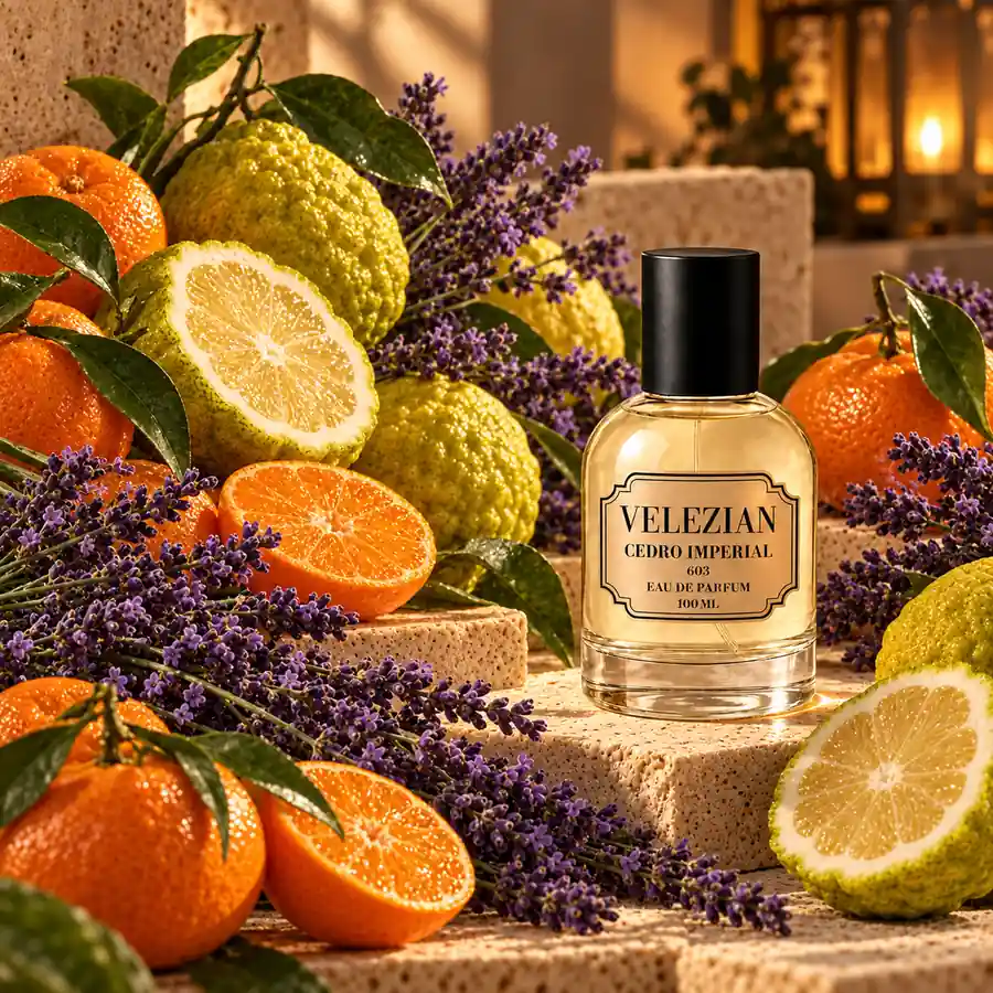 Notas de salida de Cedro Imperial - 603: Bergamota, mandarina y lavanda