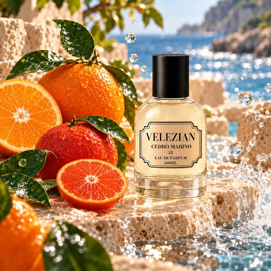 Notas de salida de Cedro Marino - 32: Naranja, notas marinas, aldehídos y mandarina roja