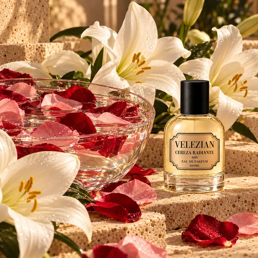 Notas de corazón de Cereza Radiante - 600: Agua de rosas y azucena