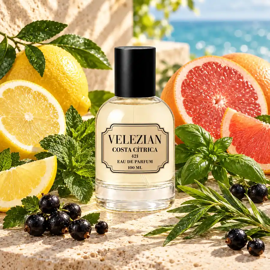 Notas de salida de Costa Cítrica - 421: limón, pomelo, menta, albahaca, estragón y grosellas negras