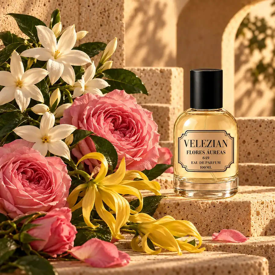 Notas de corazón de Flores Áureas - 649: Jazmín grandiflorum, rosa centifolia e ylang-ylang