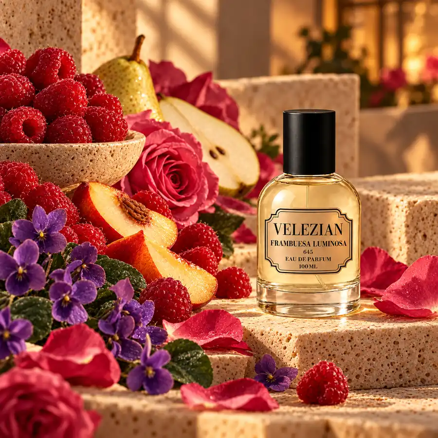 Notas de salida de Frambuesa Luminosa - 645: Frambuesa, frutas crujientes, rosa y violeta