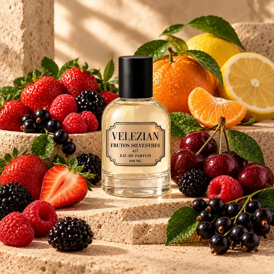 Notas de salida de Frutos Silvestres - 457: Fresa, frambuesa, zarzamora, cereza ácida, grosellas negras, mandarina y limón