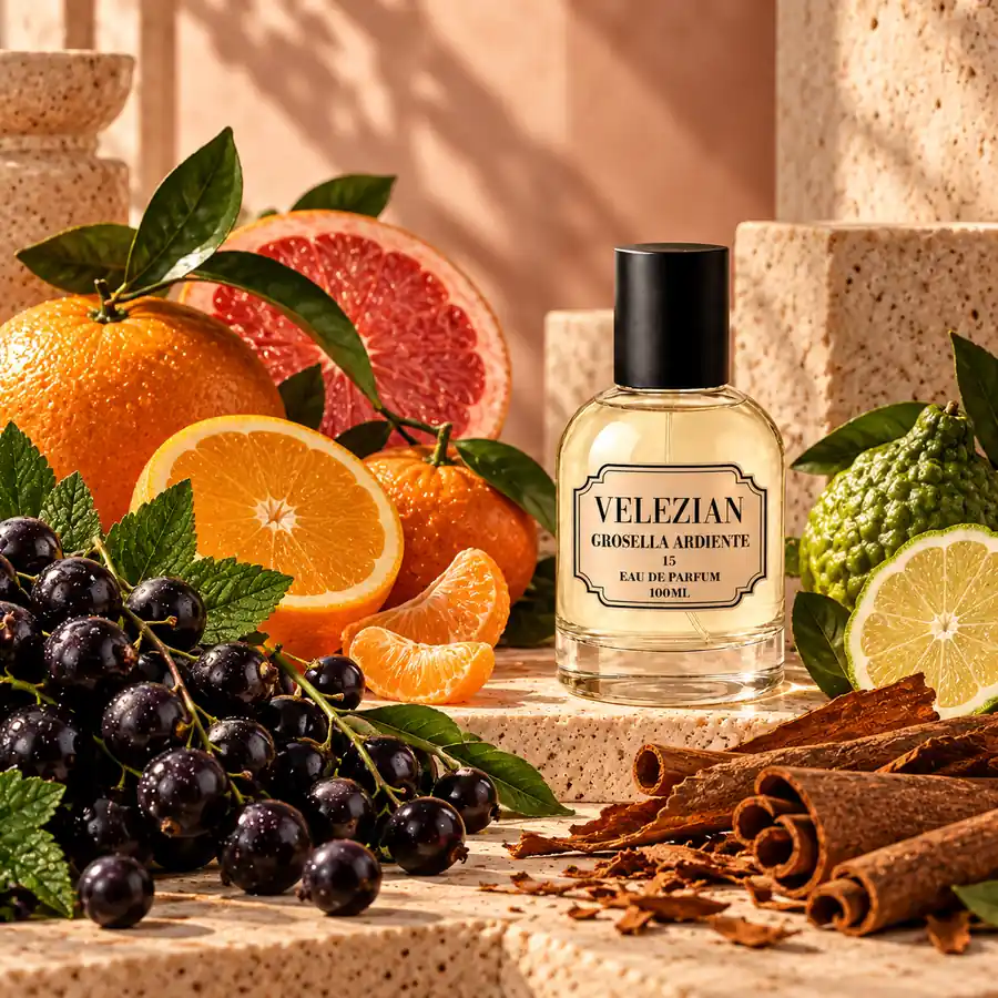 Notas de salida de Grosella Ardiente - 15: Grosella negra, naranja, mandarina, pomelo, casia y bergamota