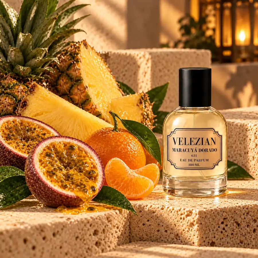Notas de salida de Maracuyá Dorado - 631: Maracuyá, piña y mandarina