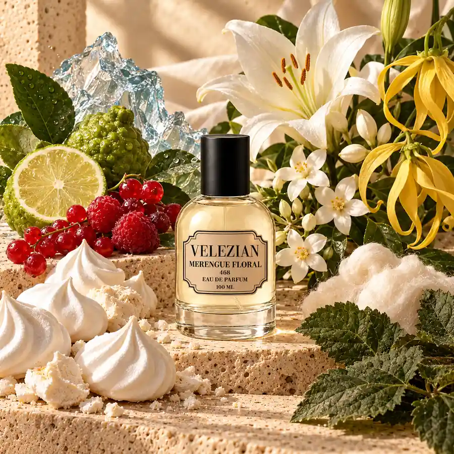 Frasco Merengue Floral - 468 de Velezian con sus notas olfativas
