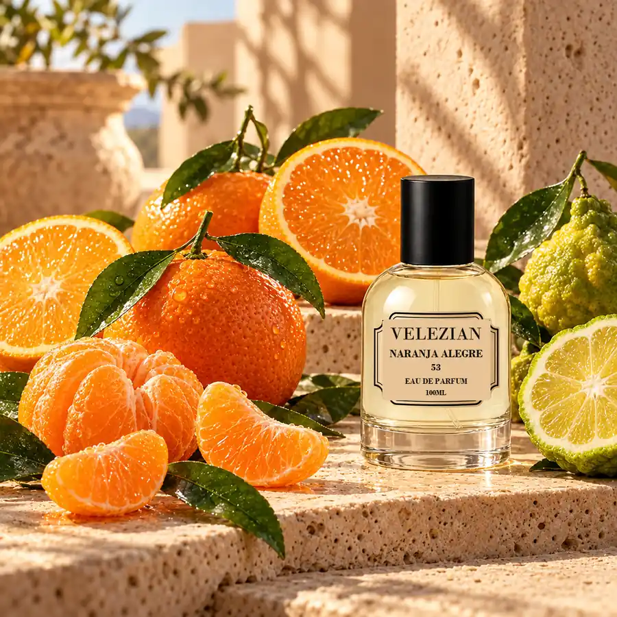 Notas de salida de Naranja Alegre - 53: Naranja, pomelo sanguino, mandarina, bergamota, manzana y ciruela