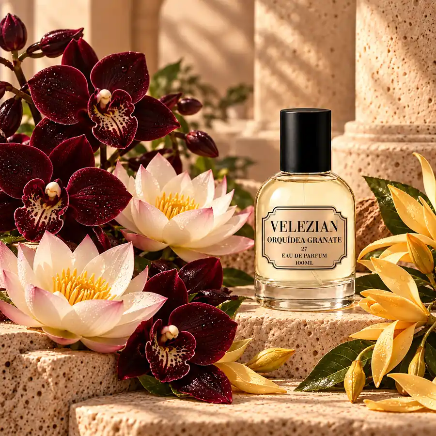 Notas de corazón de Orquídea Granate - 27: Orquídea negra, flor de loto y champaca