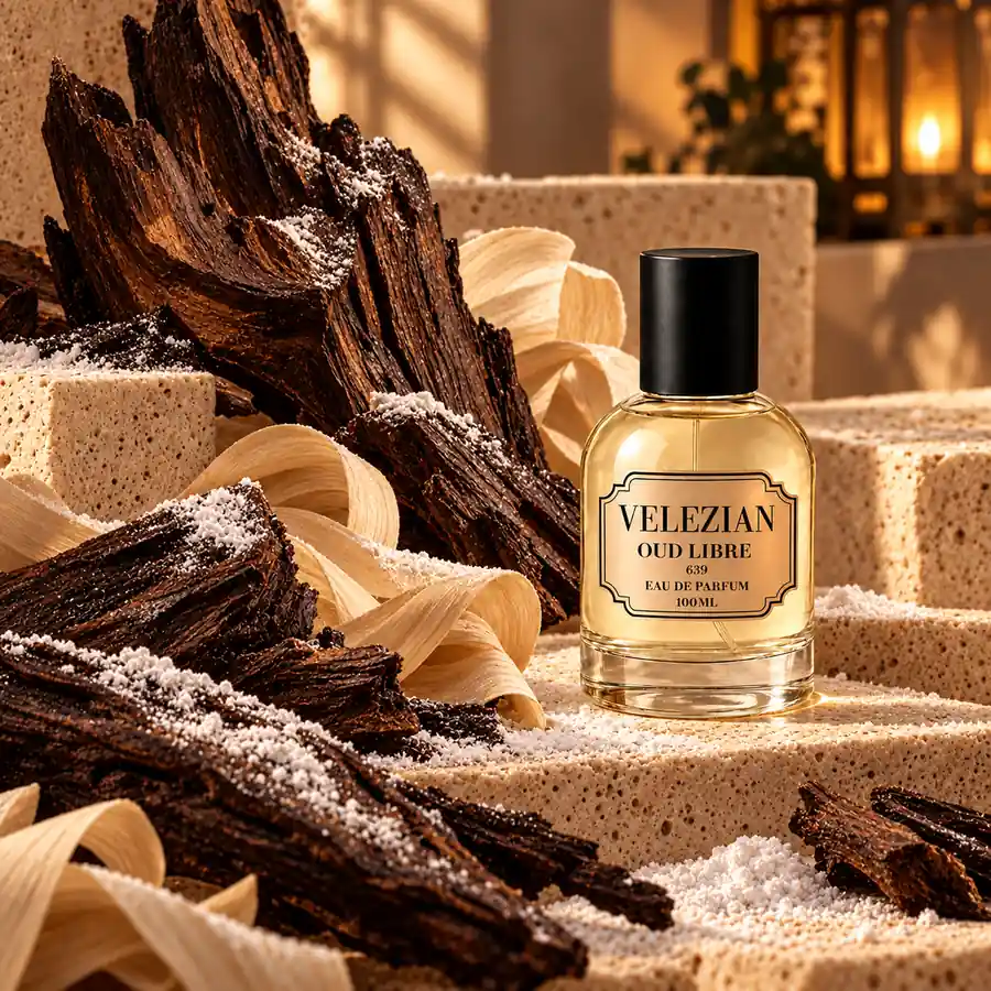 Notas de salida de Oud Libre - 639: Oud, madera de cachemira y azúcar glas