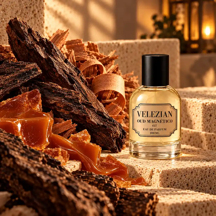 Notas de corazón de Oud Magnético - 627: Oud, cedro de Virginia y caramelo