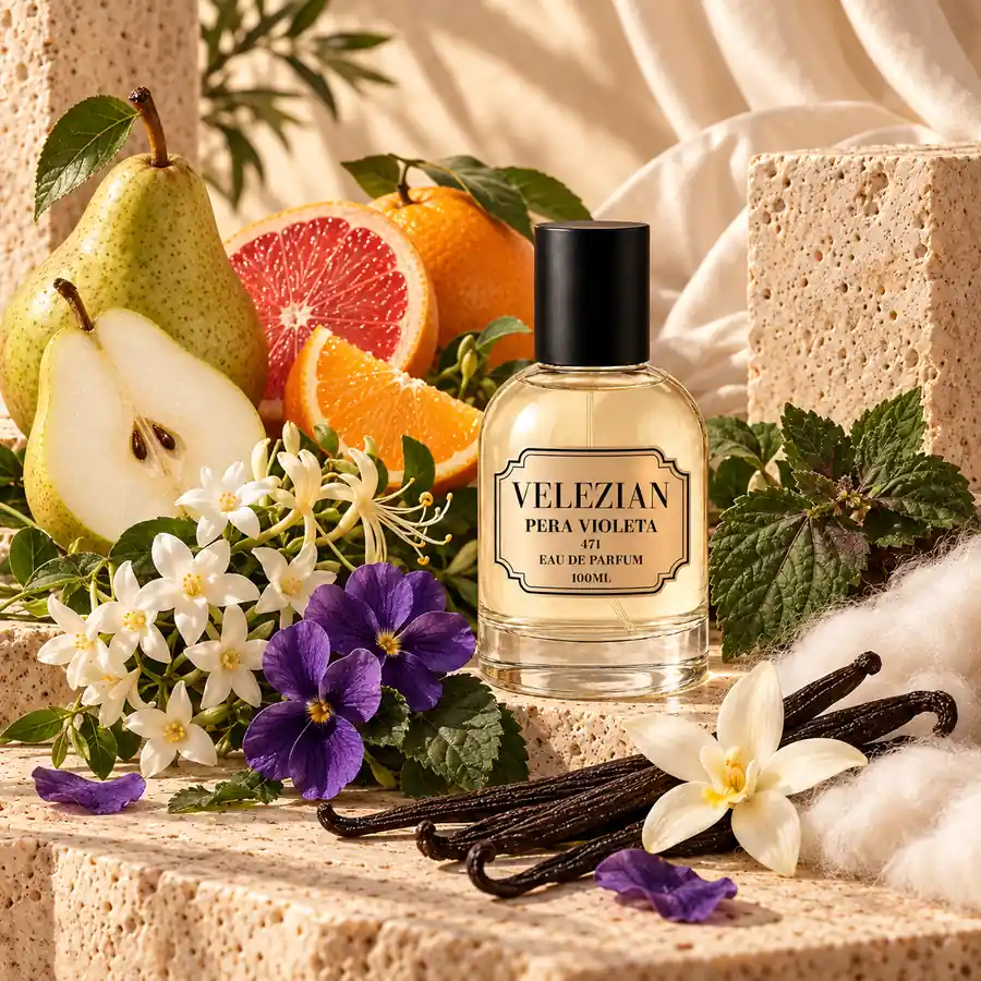 Frasco Pera Violeta - 471 de Velezian con sus notas olfativas