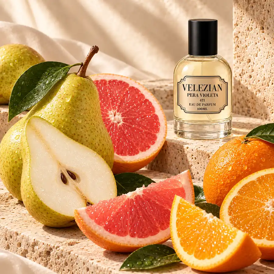 Notas de salida de Pera Violeta - 471: Pera, toronja y naranja dulce