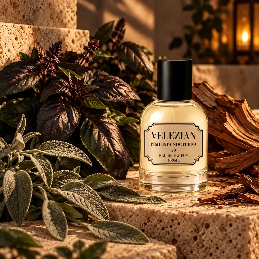 Notas de corazón de Pimienta Nocturna - 20: Albahaca negra, salvia y cedro