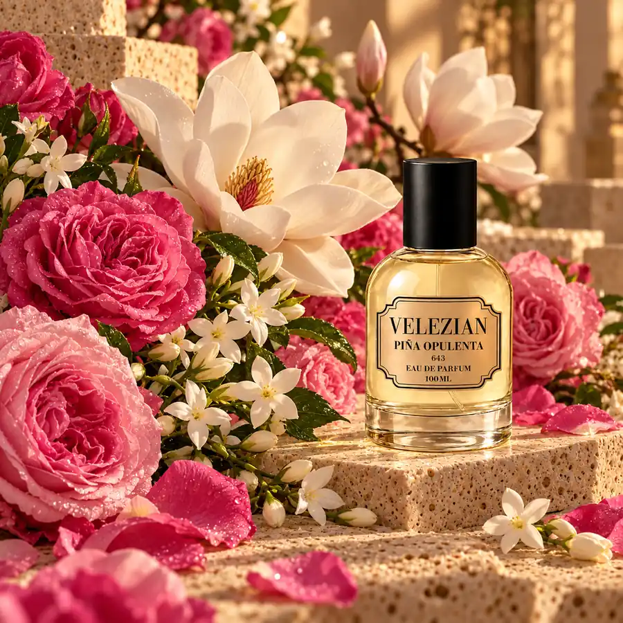 Notas de corazón de Piña Opulenta - 643: Rosa búlgara, rosa turca, magnolia y jazmín sambac