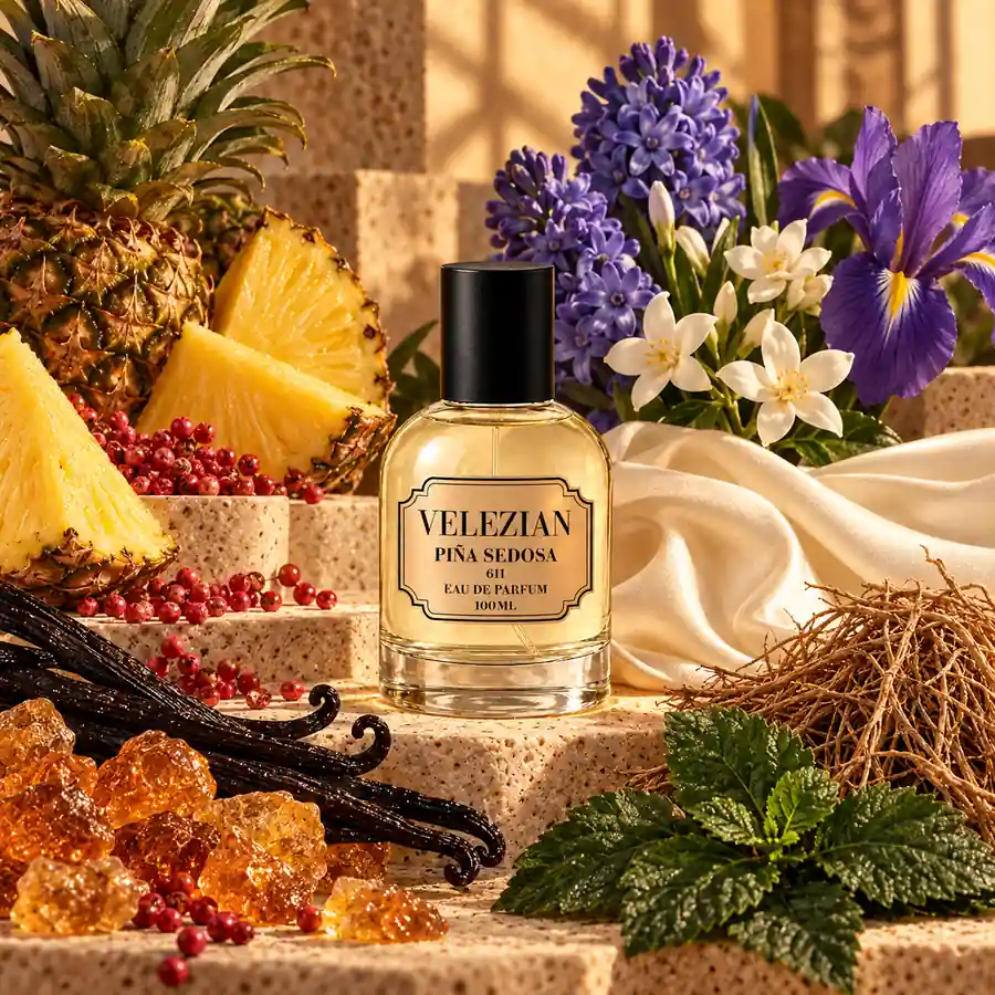 Frasco Piña Sedosa - 611 de Velezian con sus notas olfativas