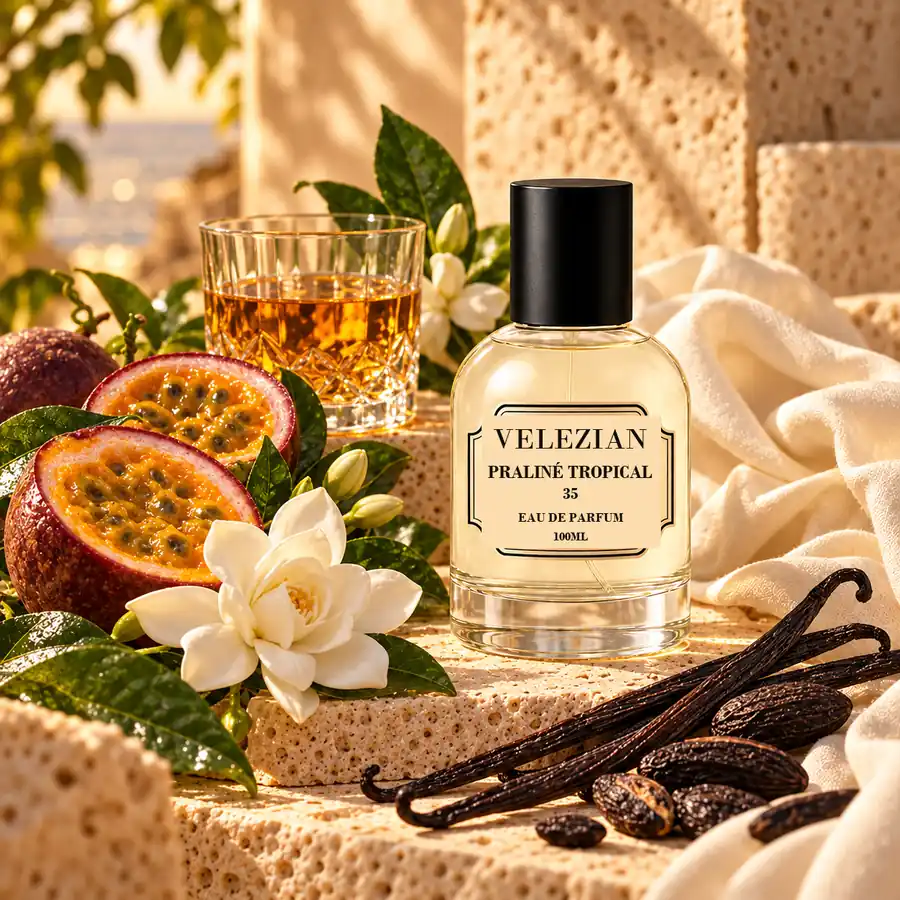 Frasco Praliné Tropical - 35 de Velezian con sus notas olfativas