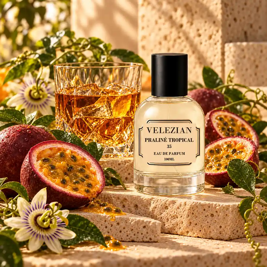 Notas de salida de Praliné Tropical - 35: Fruta tropical, bergamota, pomelo, limón de Amalfi y notas acuáticas