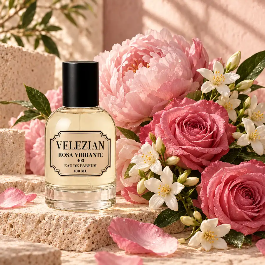 Notas de corazón de Rosa Vibrante - 403: peonía, rosa de Damasco y jazmín
