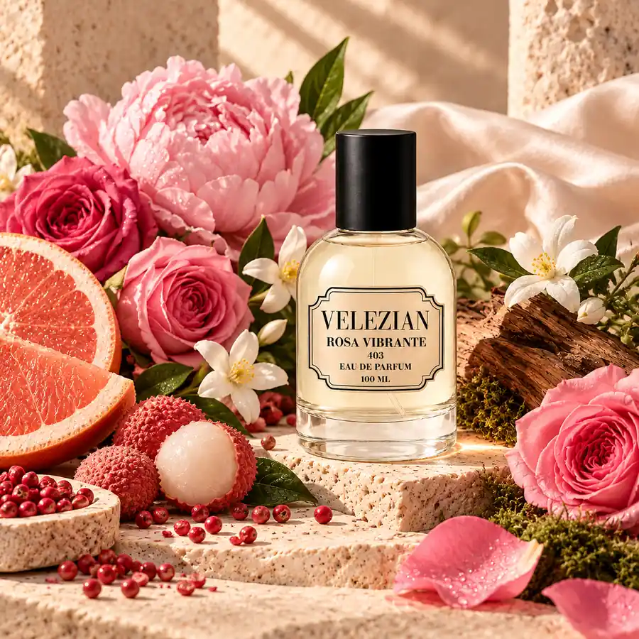 Rosa Vibrante - 403 de Velezian con su composición floral y frutal