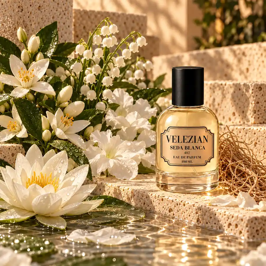 Notas de corazón de Seda Blanca - 487: Azahar, muguete, petalia, vetiver, Nympheal™ y mahonia