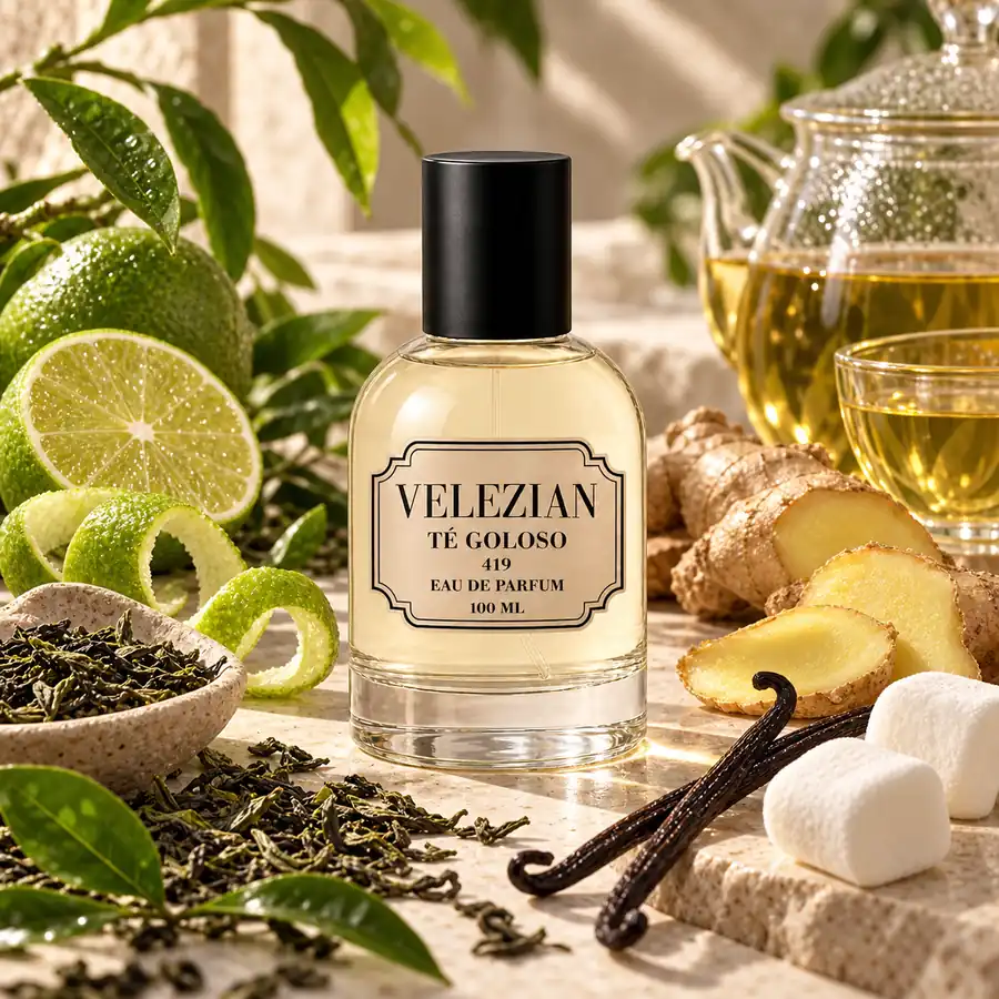 Té Goloso - 419 de Velezian con su composición gourmand, cítrica y aromática