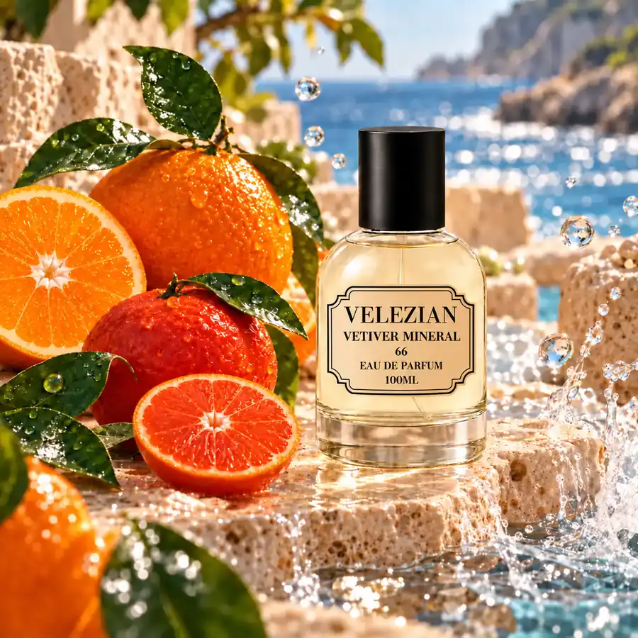 Notas de salida de Vetiver Mineral - 66: naranja, pomelo